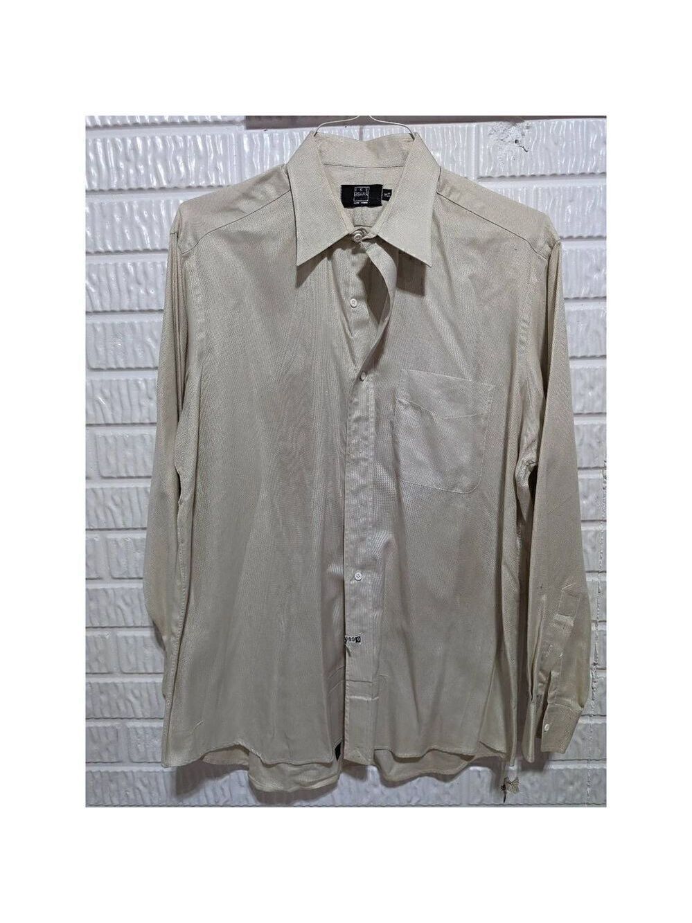 Ike Behar Men's Cream Long Button-Down Shirt Size L